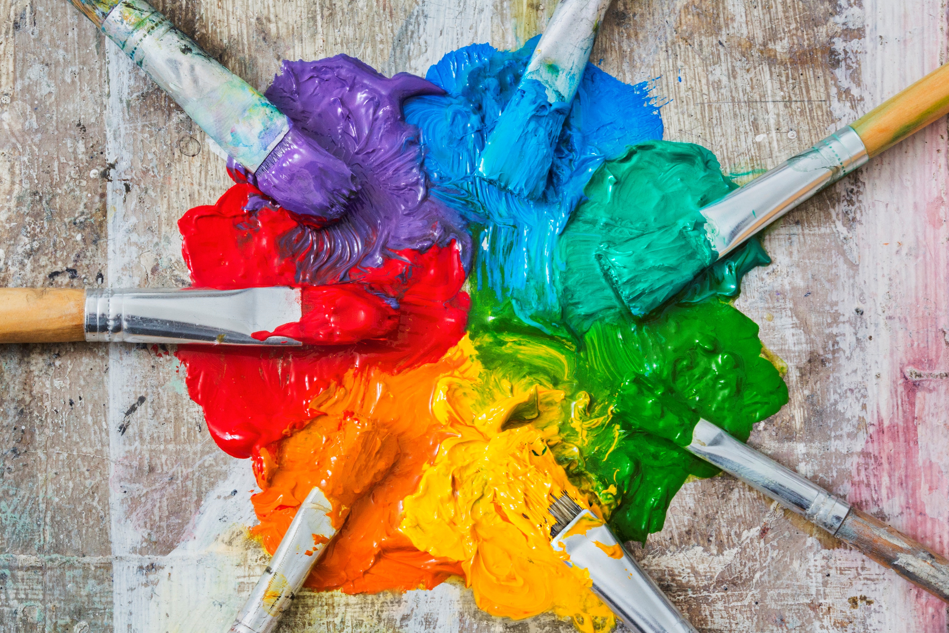Color Mixing With Oil Paints And Brushes