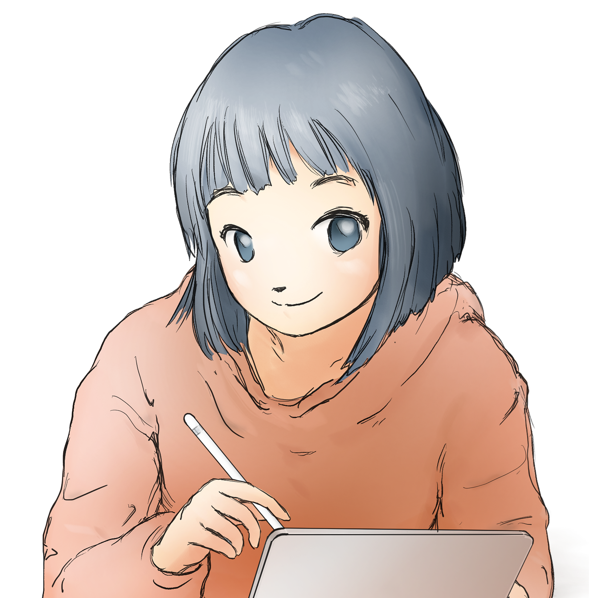 Cartoon Character with a Tablet