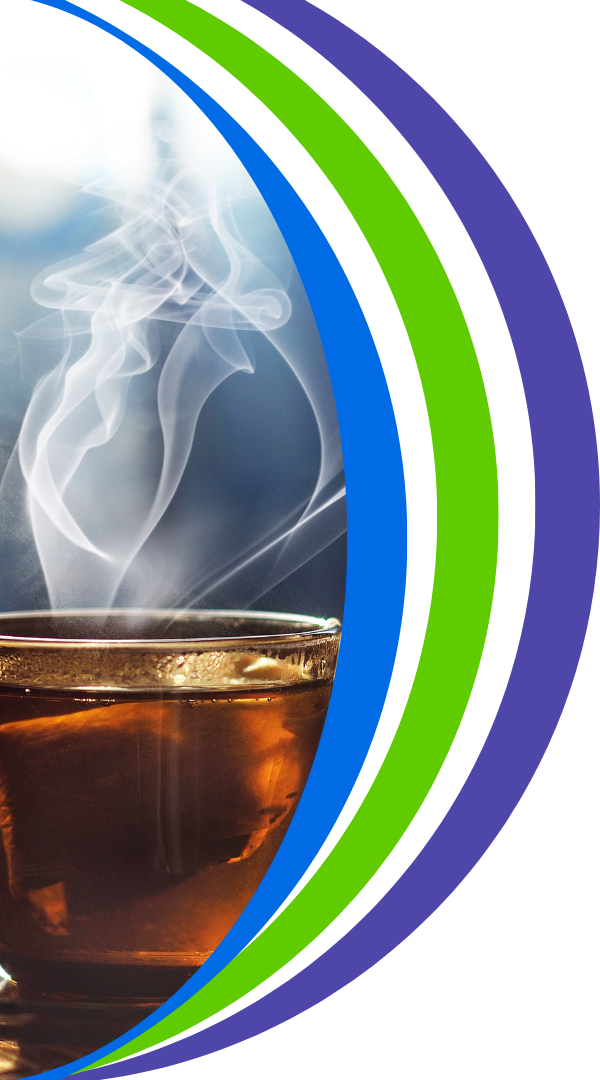 Photo of hot tea with steam. 