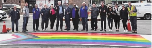 Town of BWG Inclusivity Sidewalk with members of council and Town staff