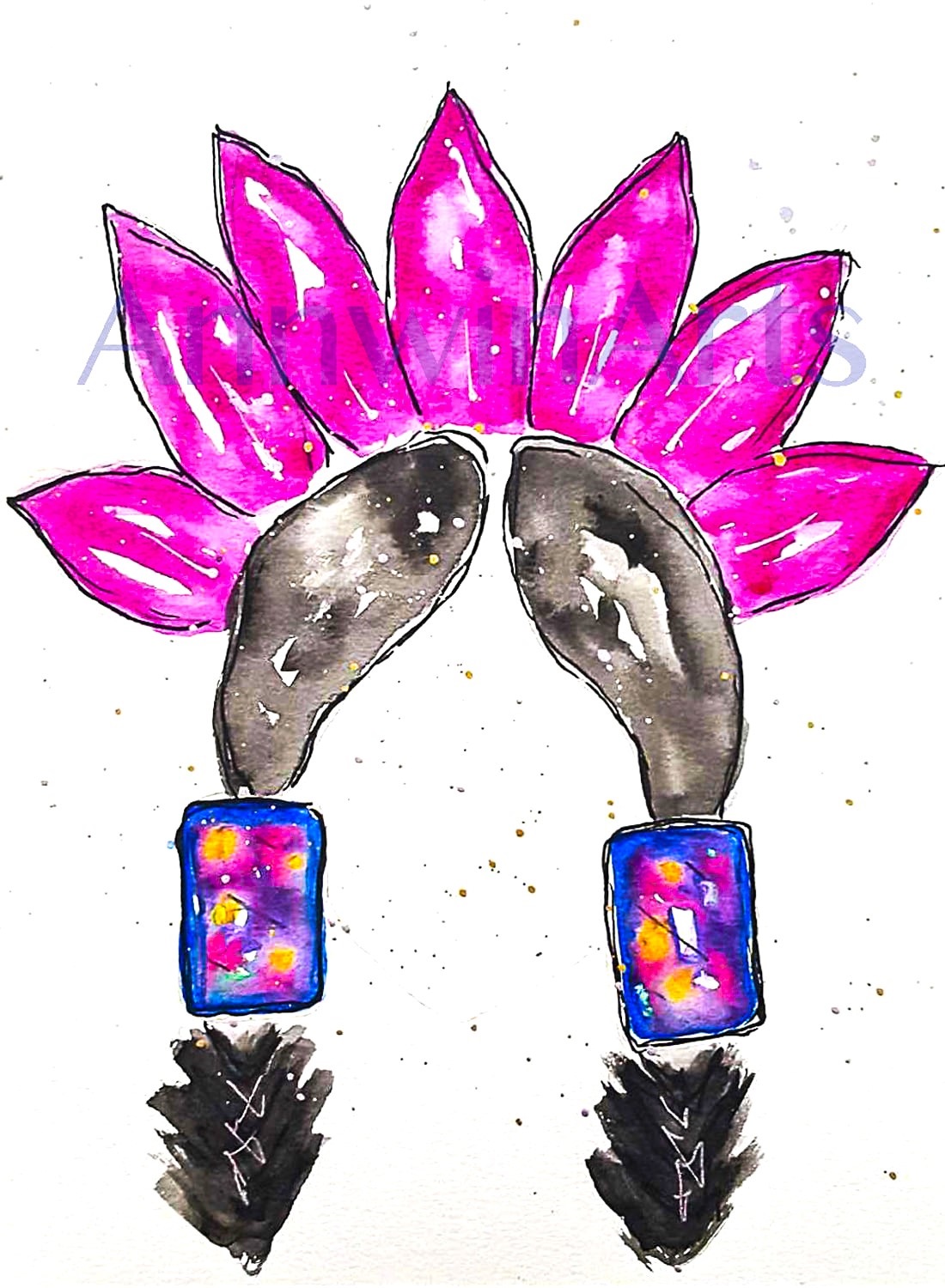 Watercolour of an indigenous headdress