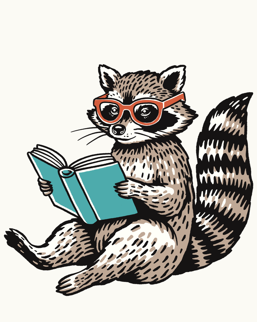 raccoon reading a book