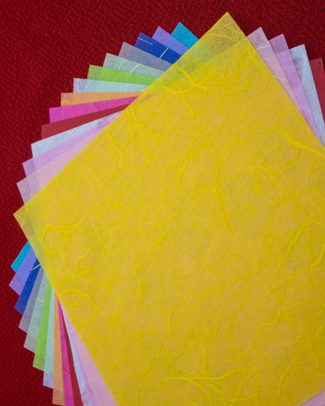 A stack of colorful papers