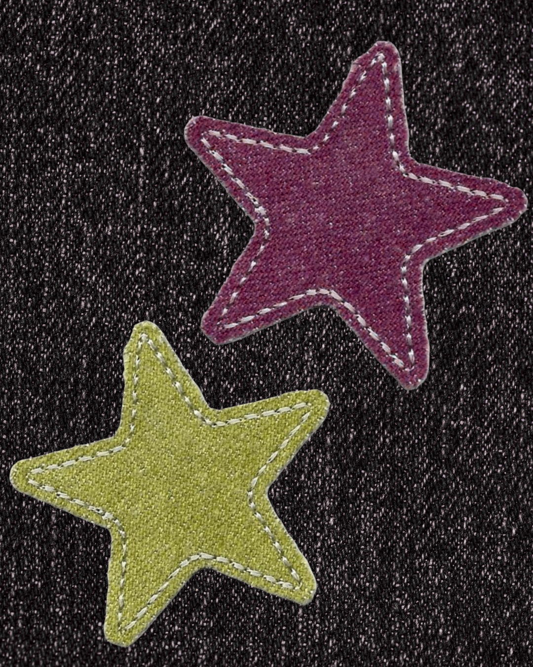 star patches on denim background