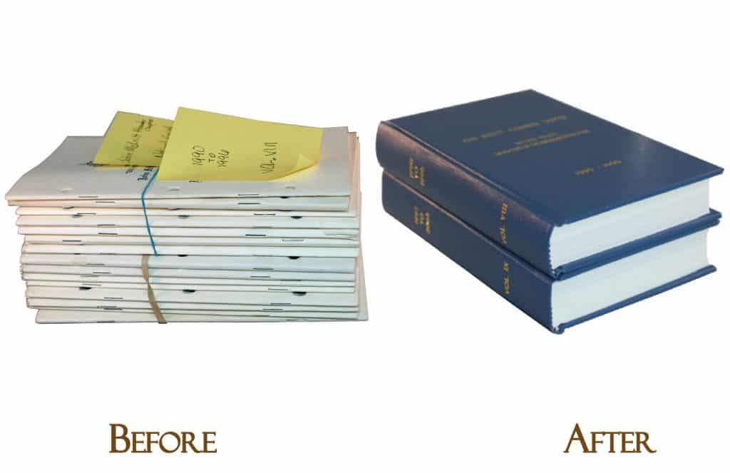 Before and after paperback to hardcover books