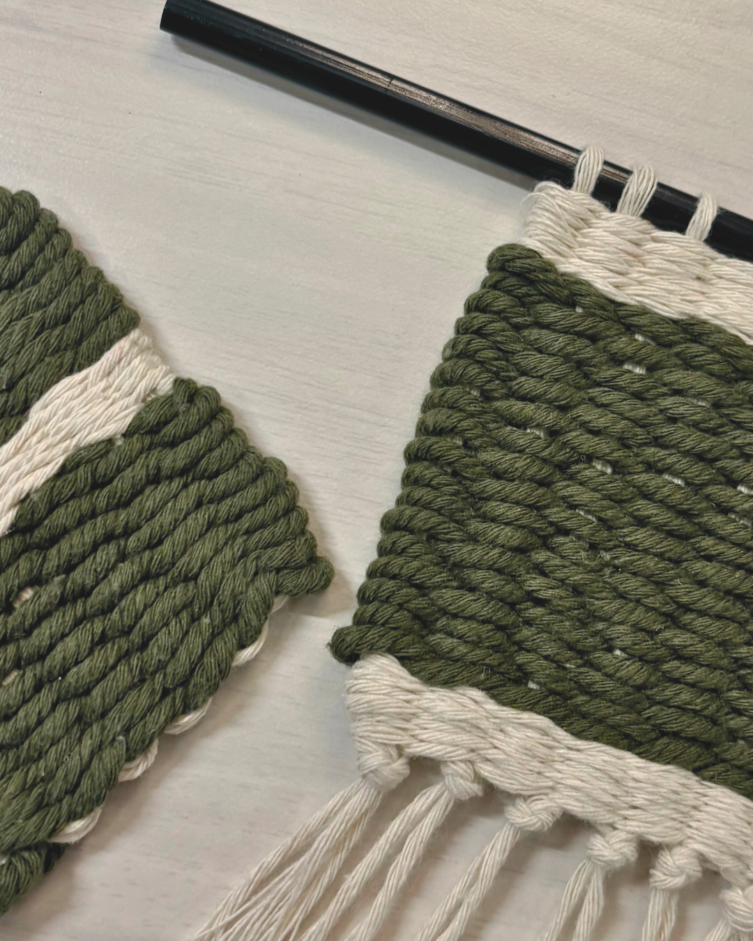 example of frame loom woven pieces