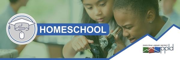 A photograph shows two children sharing a microscope. The title reads, Homeschool.