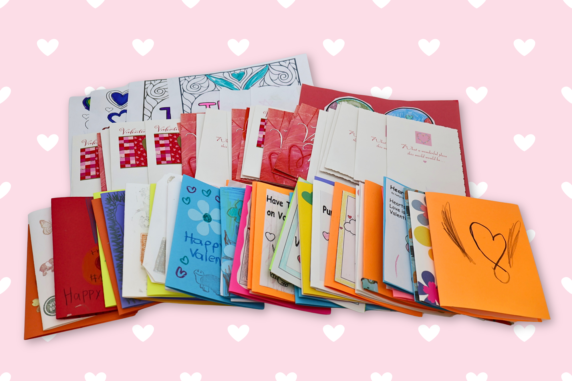 Photo of handmade valentines from Valentine's for Vets Makerspace.