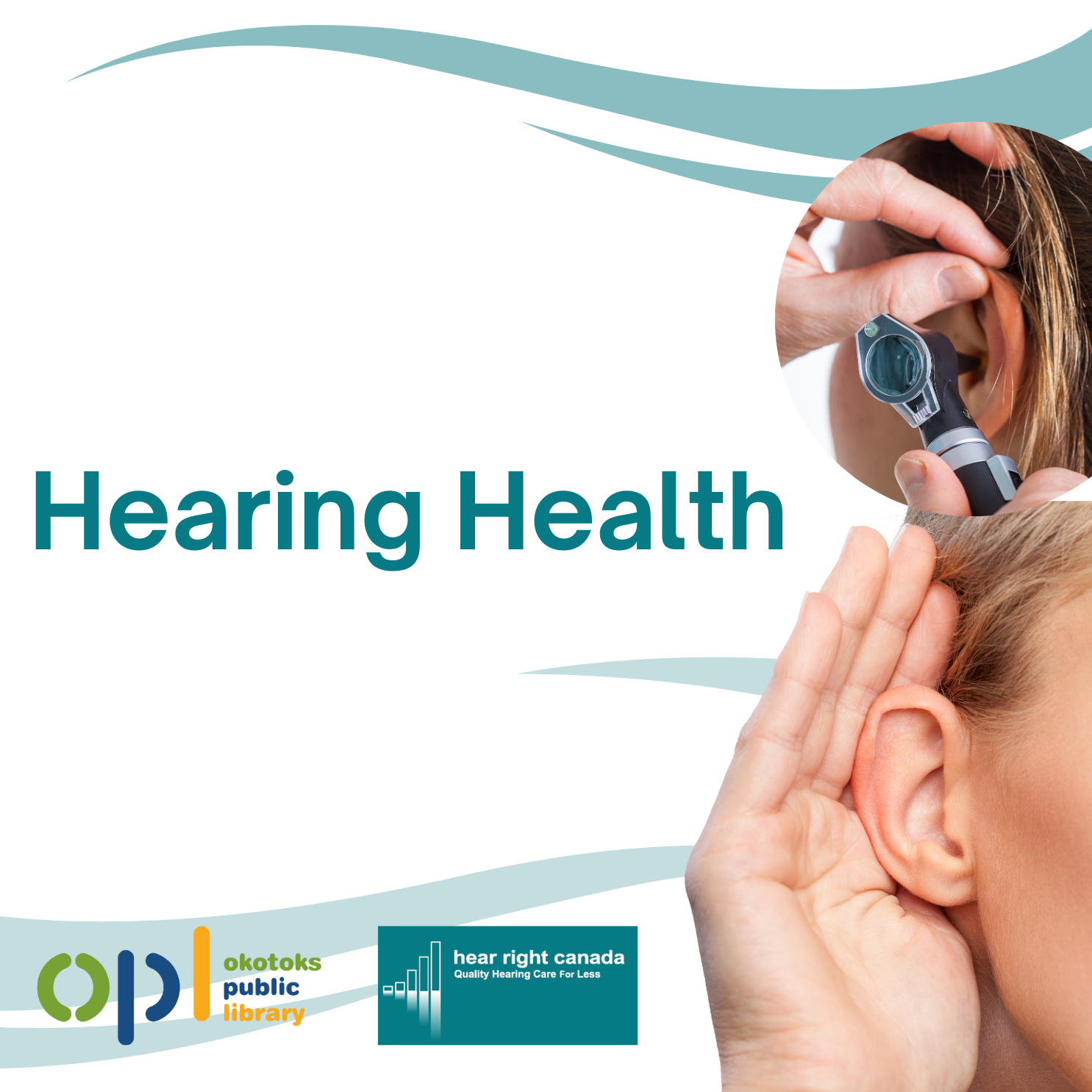 Graphic that says Hearing Health with photos of hears.