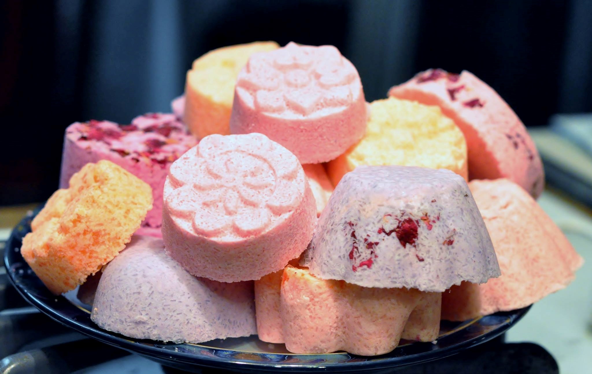 Photo of homemade "bath bombs" - fizzy salts for the bath.