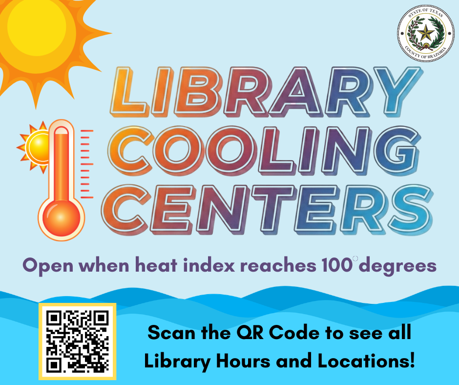 Library Cooling Centers Open when heat index reaches 100 degrees Scan QR Code to see library hours and location mybcls.org
