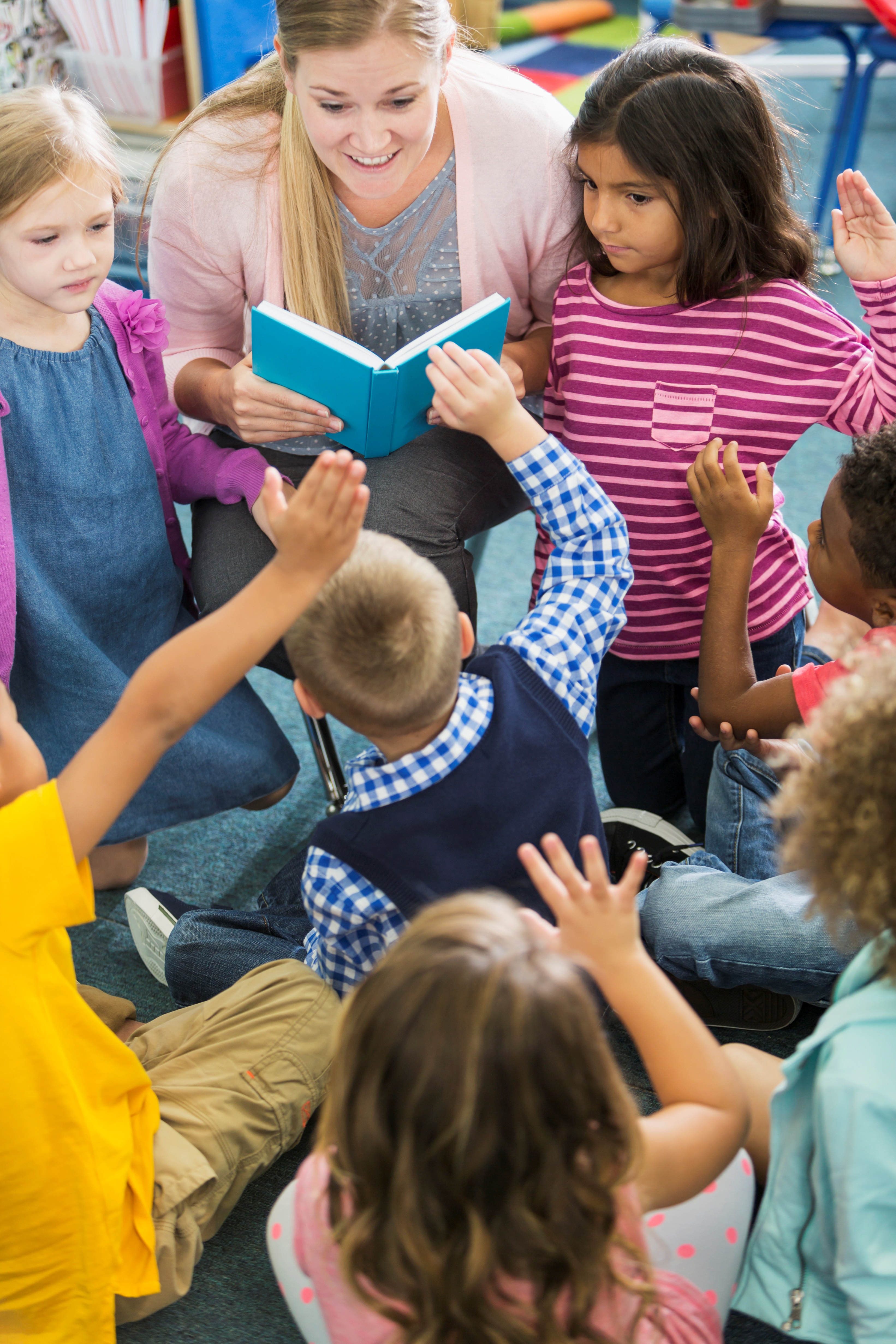 Teacher in Class with a Group of Preschoolers