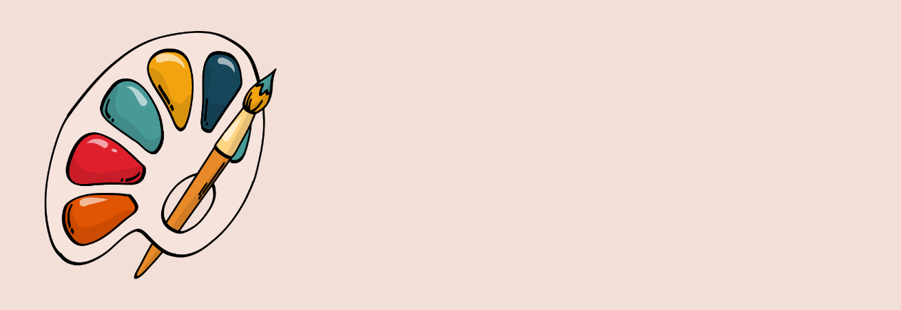 colors on an art palette with a paintbrush