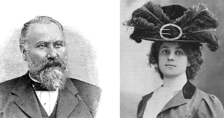 Portrait photographs of Claus and Alma Spreckels.