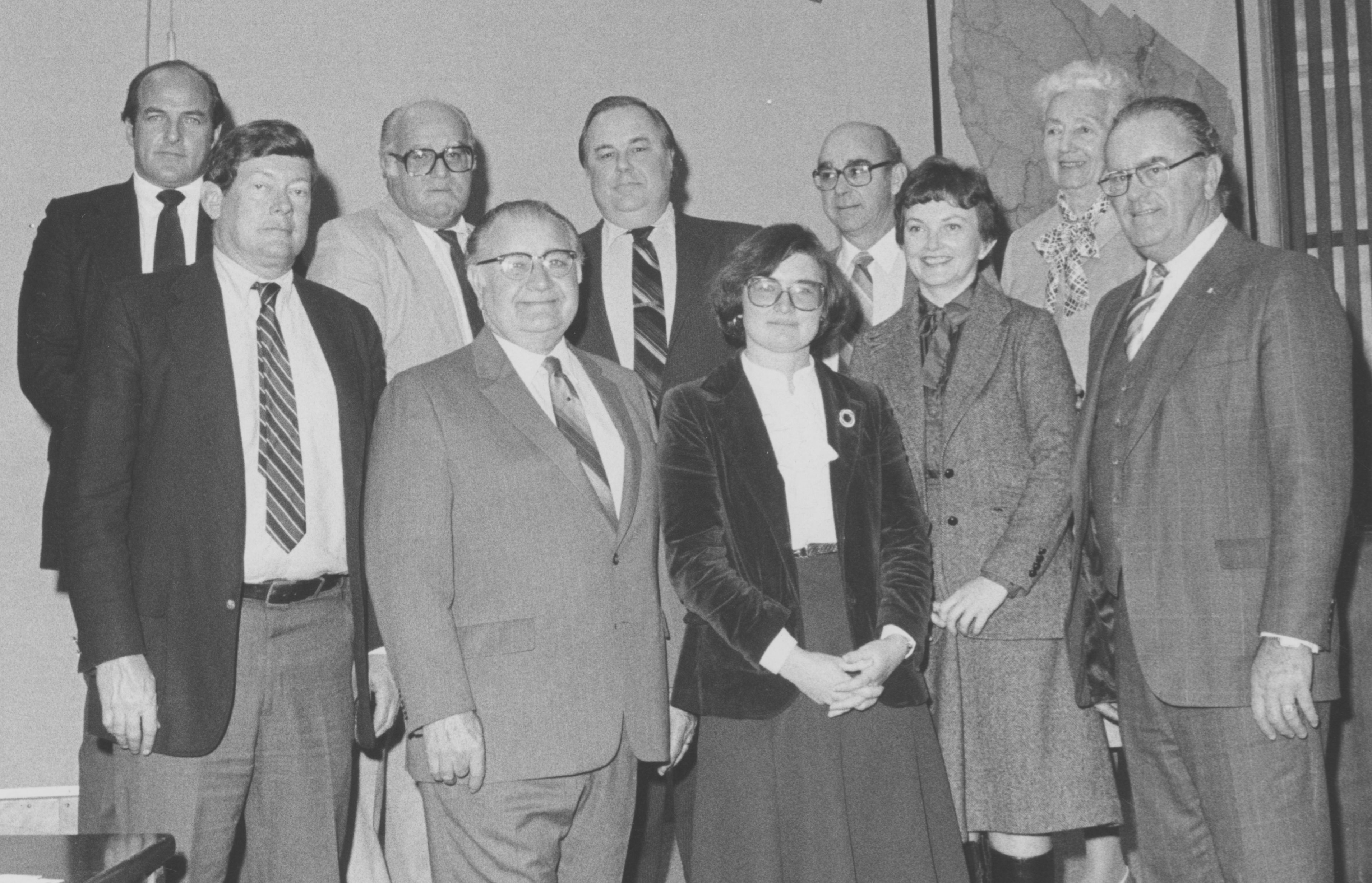 Eeve Lewis with public officials in 1983