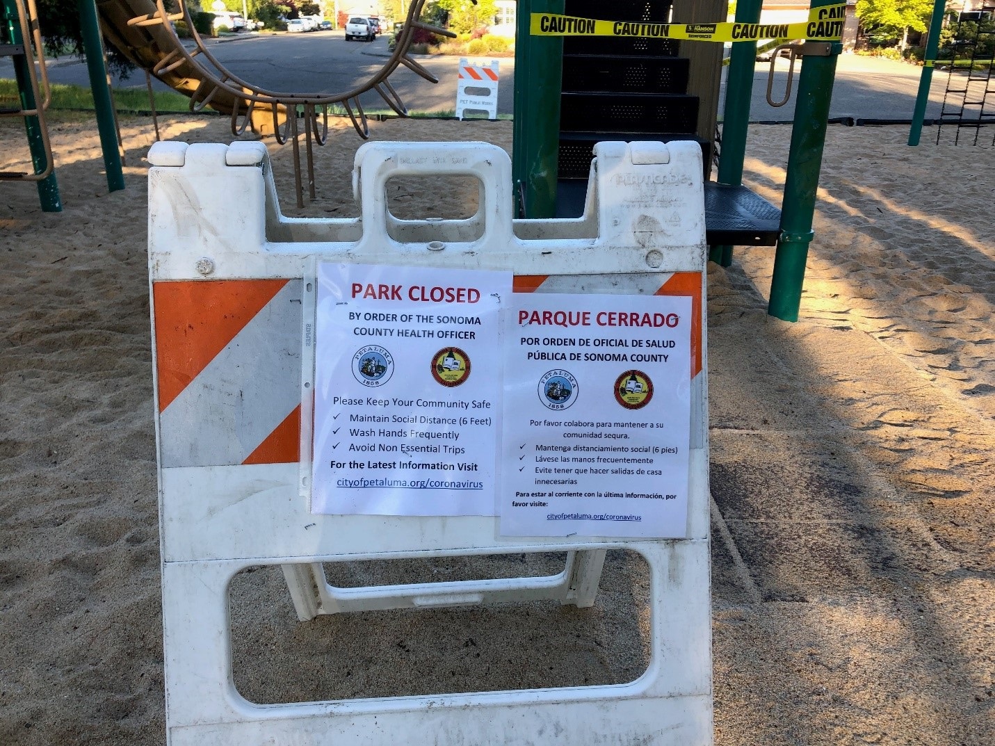 Submission to Sonoma Responds: Closed city park sign during shelter-in-place