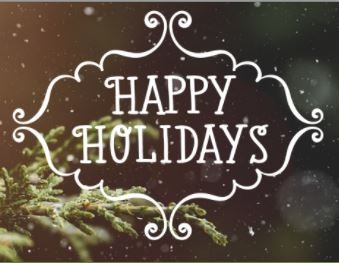 Happy holidays logo with cedar branch