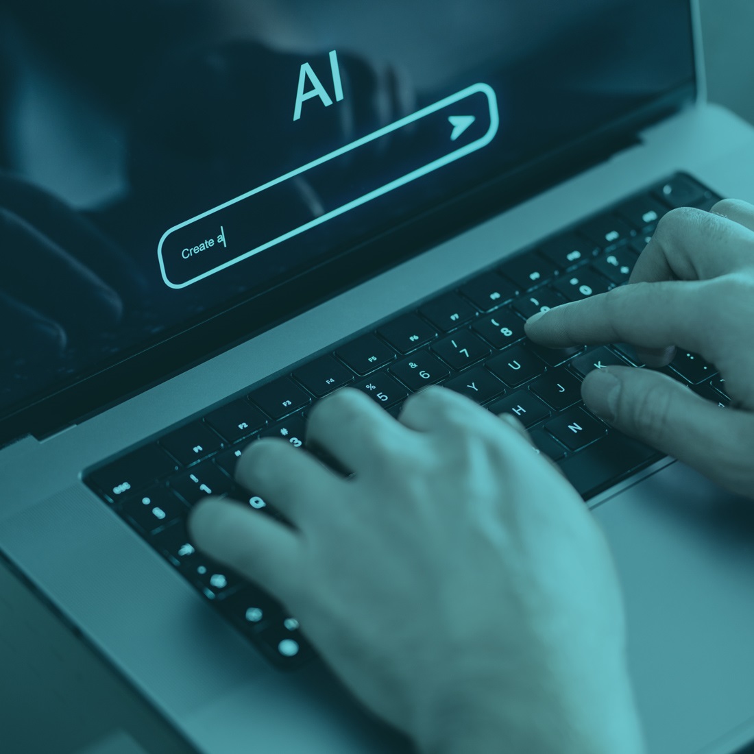 A person beginning to use AI by starting to type in a prompt.