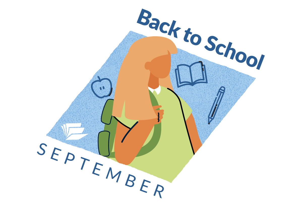 Image reads Summer Reading Month. June.  It depicts a drawing of a woman holding a book.