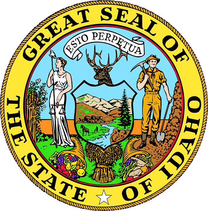 Depicts the great seal of the State of Idaho.  