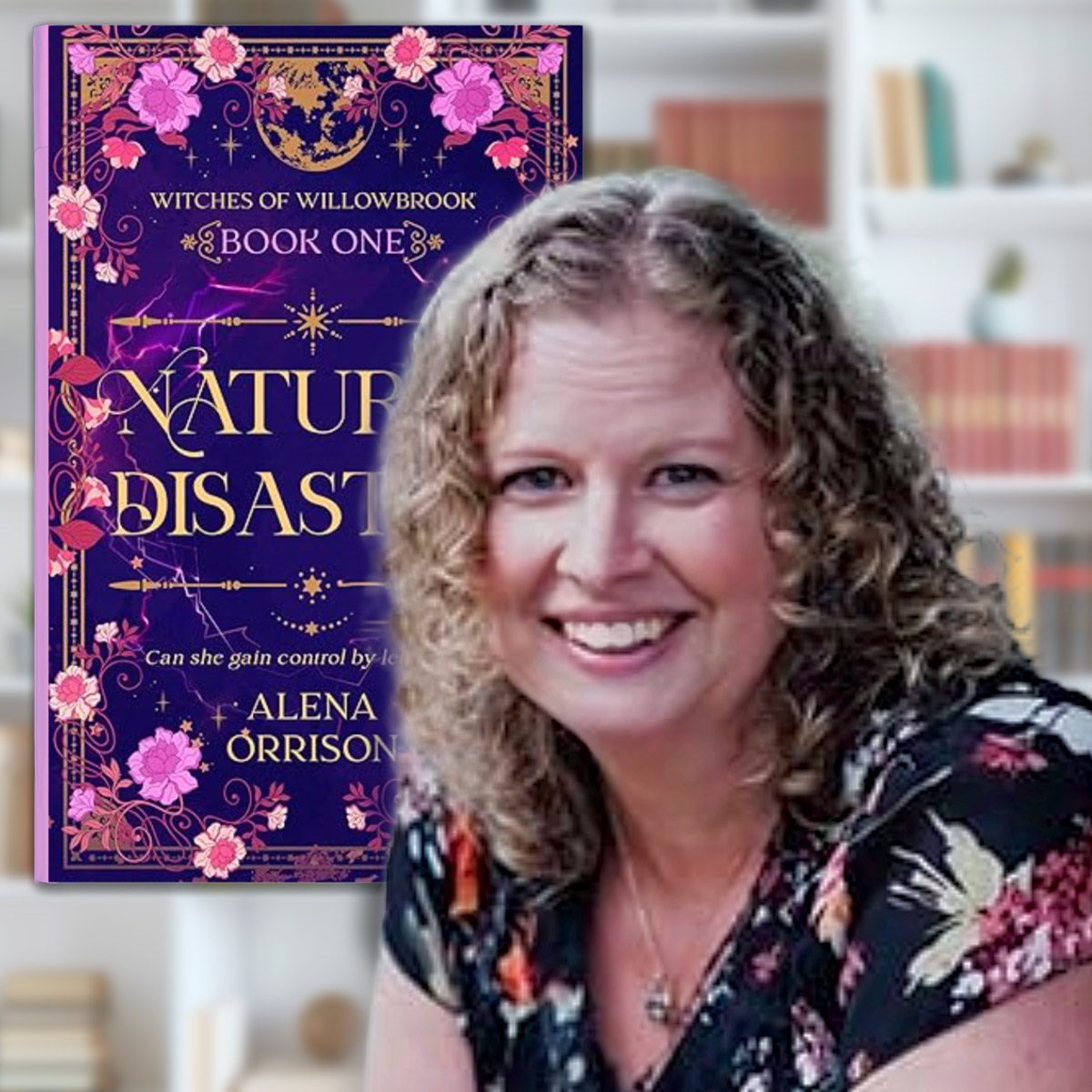 Award winning author, Alena Orrison, with her book, Natural Disaster, which can be found in our catalog.