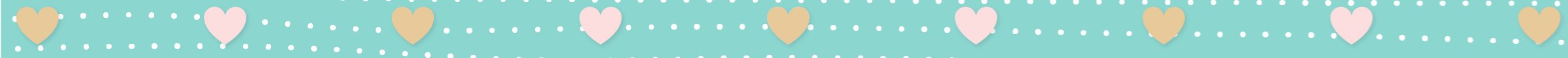 This small border is a teal line with light pink and tan hearts every inch.