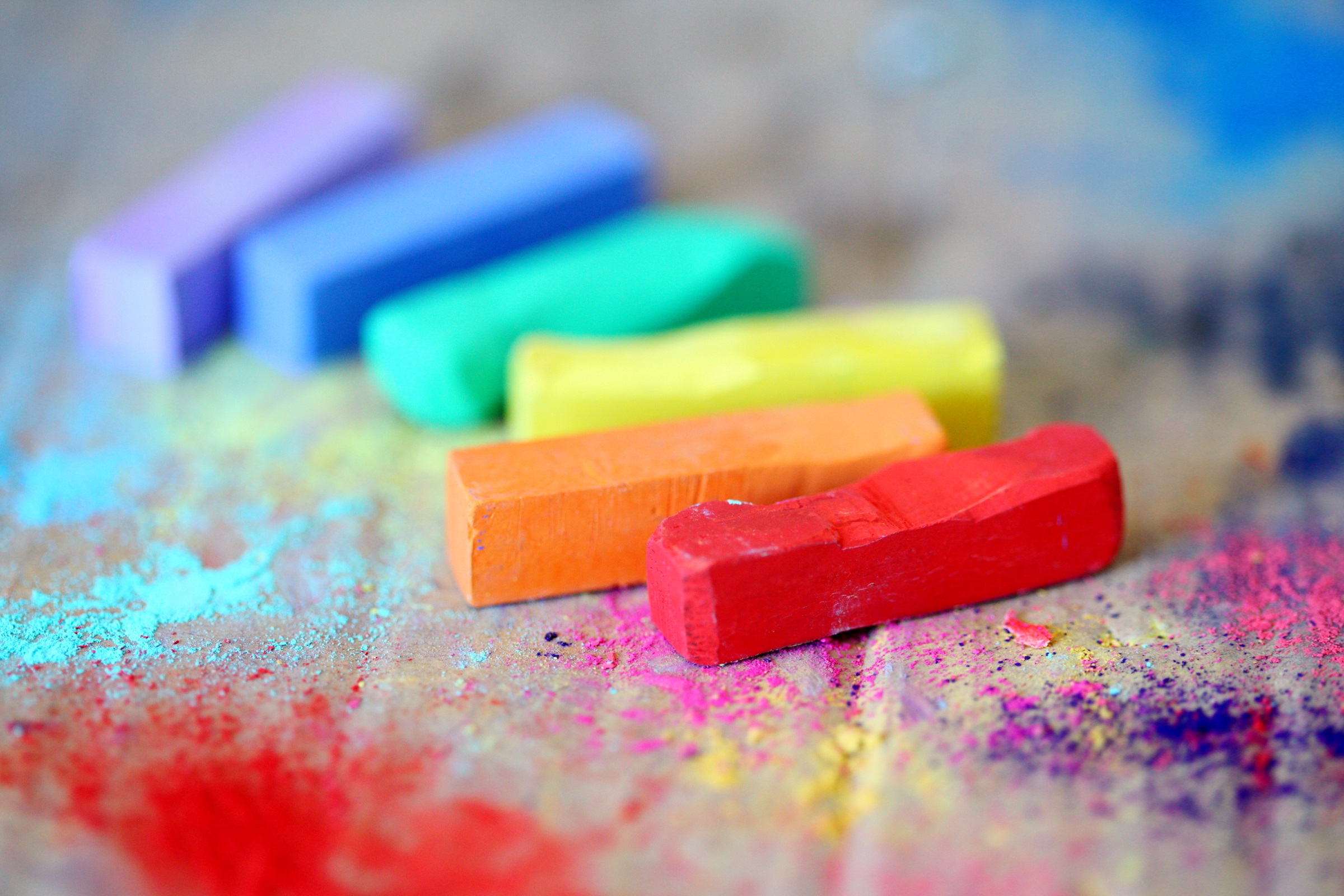 rainbow colored chalk