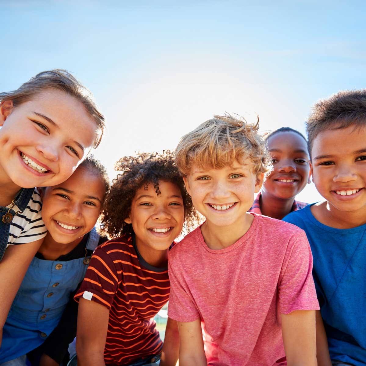 group of six smiling children
