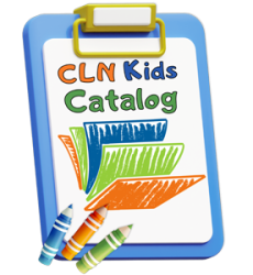 library catalog logo with words CLN Kids Catalog