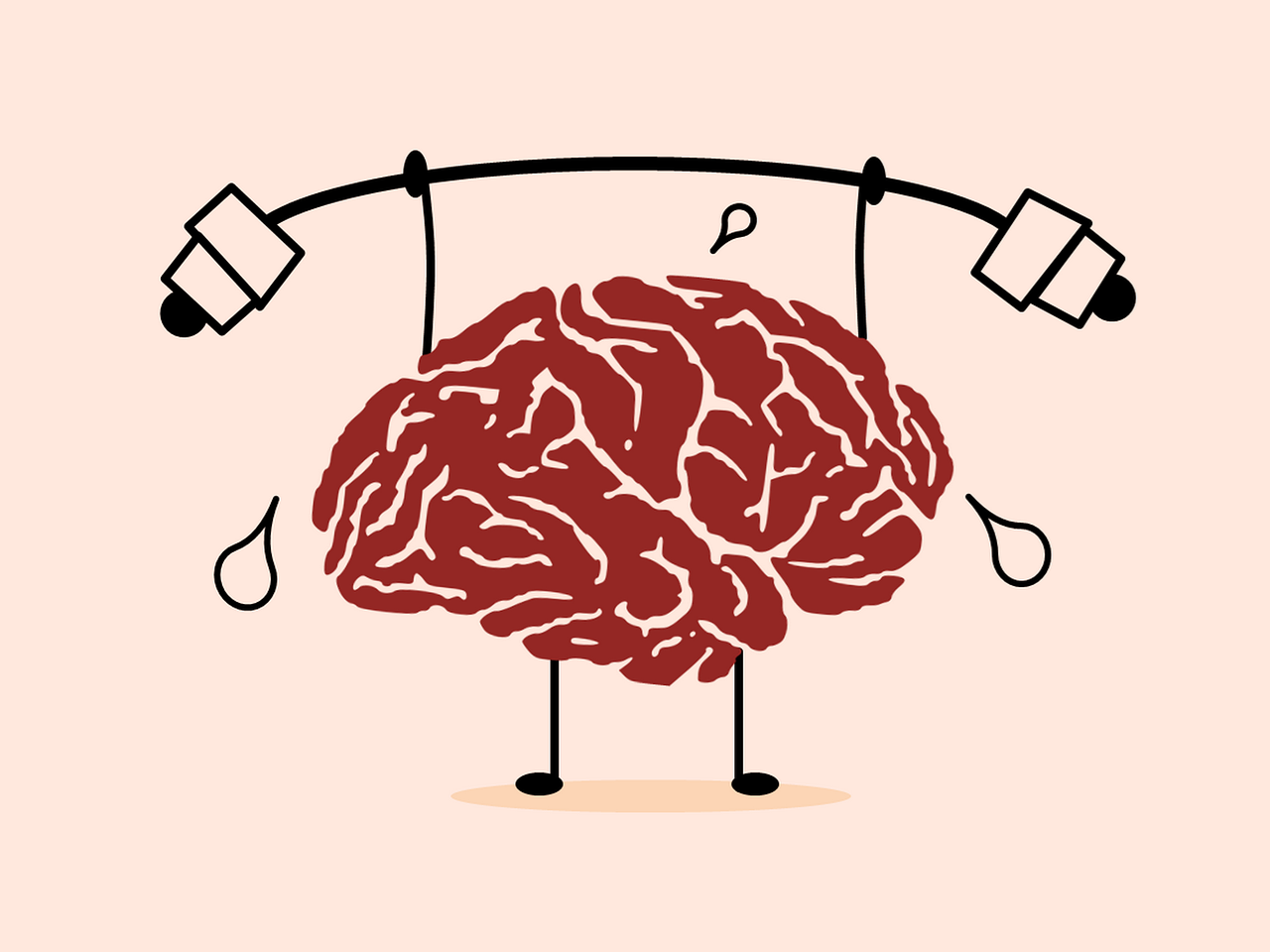 graphic image of a brain lifting weights