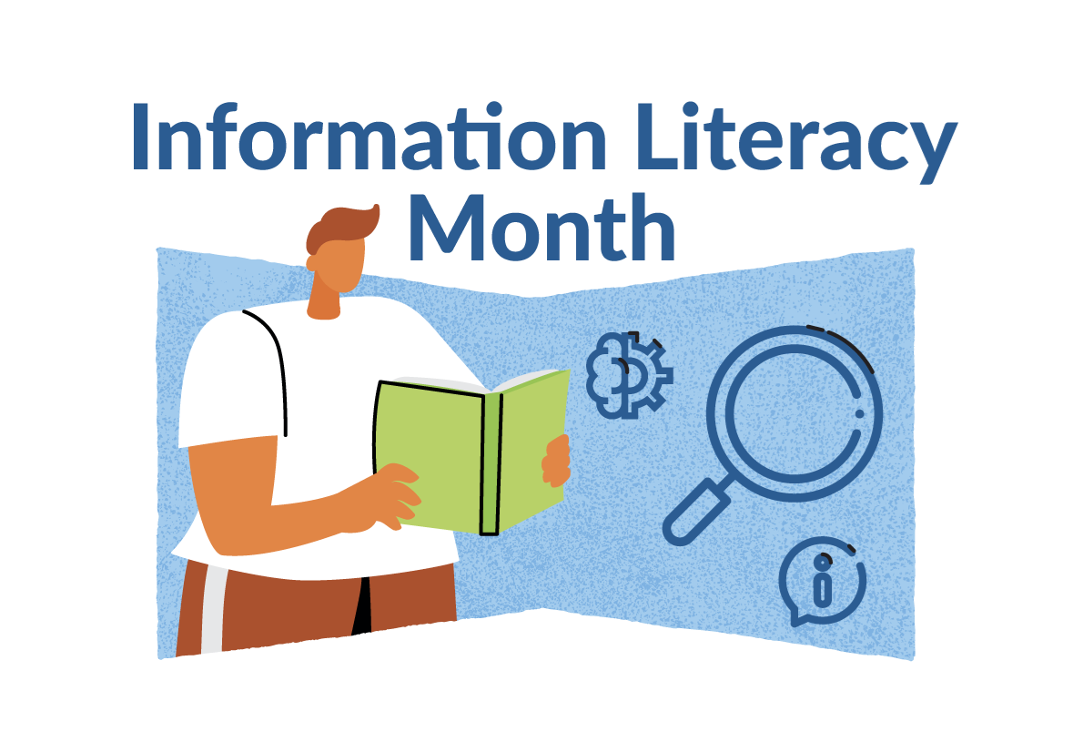 cartoon image with words Information Literacy