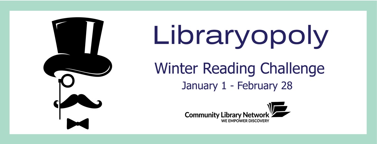 Our 2026 Winter Reading Challenge from January through February will be Libraryopoly