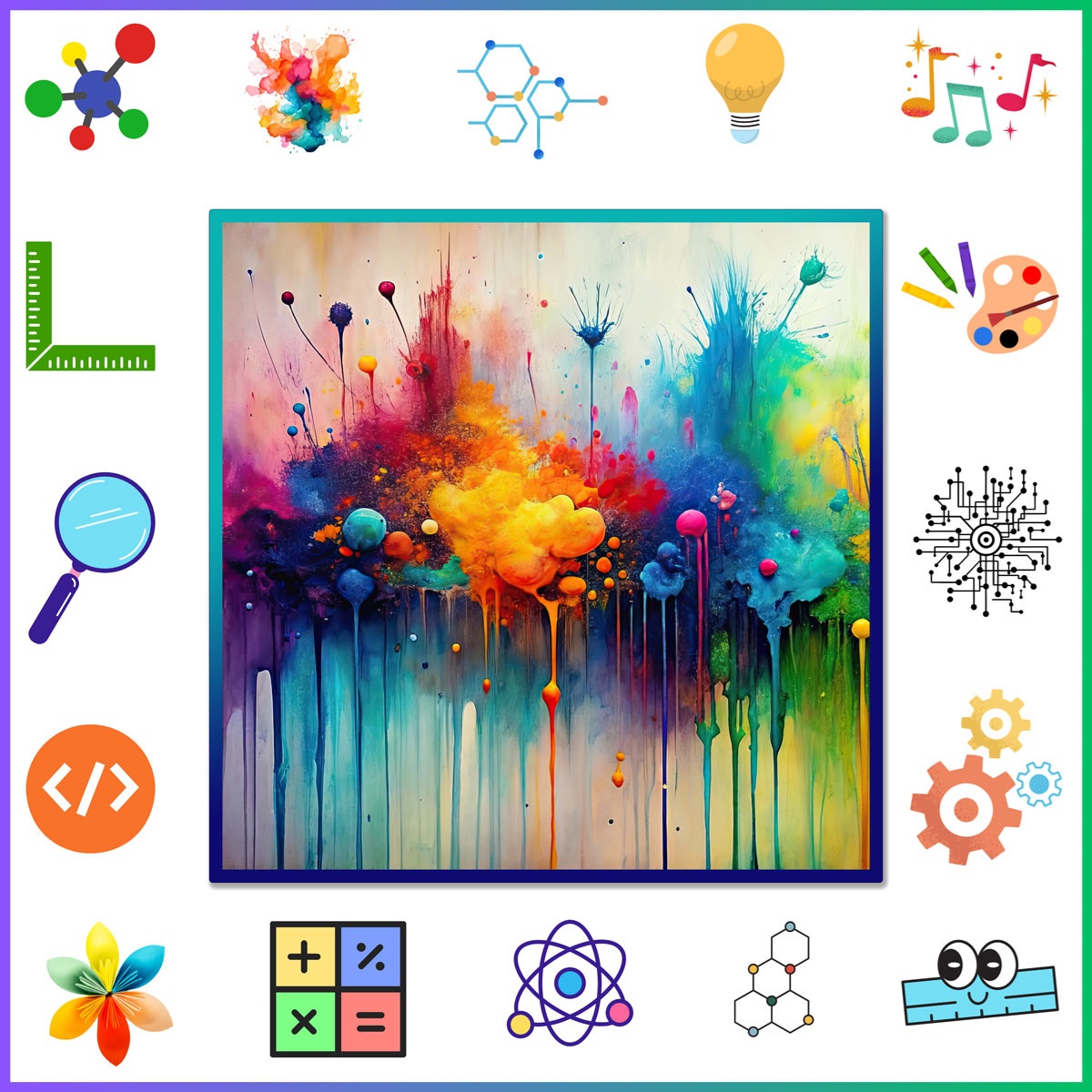 Rainbow paint with science images