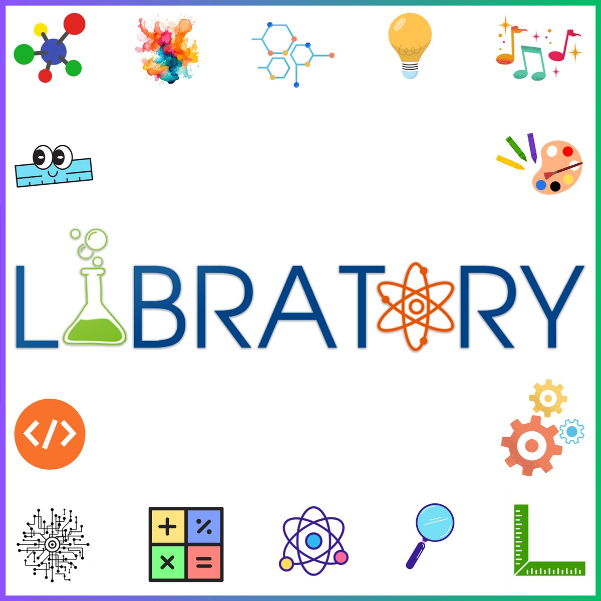 libratory logo with science, technology, engineering, art, and math icons.