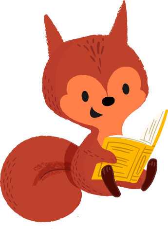 Squirrel reading a book.
