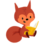 Squirrel reading a book.