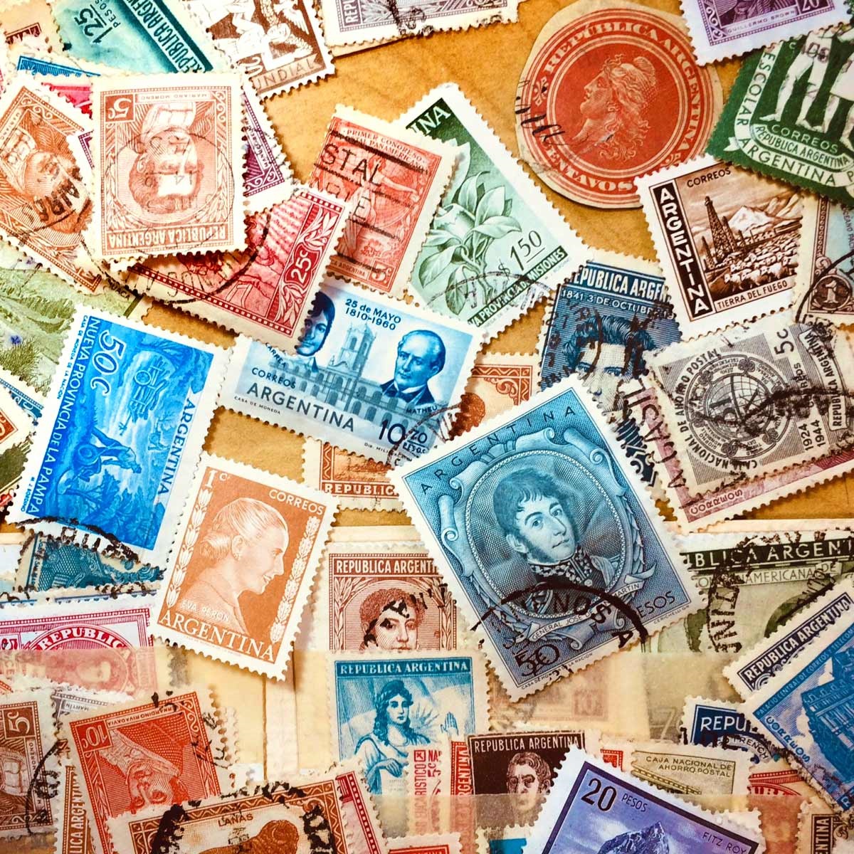 small pile of old stamps