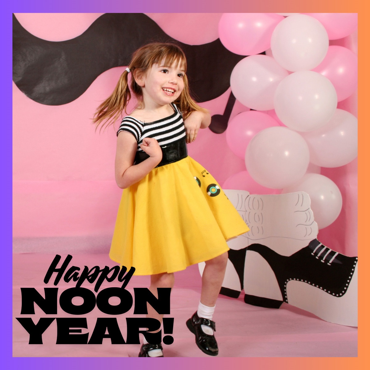 Little girl at a sock hop type dance for our Happy Noon Year event!
