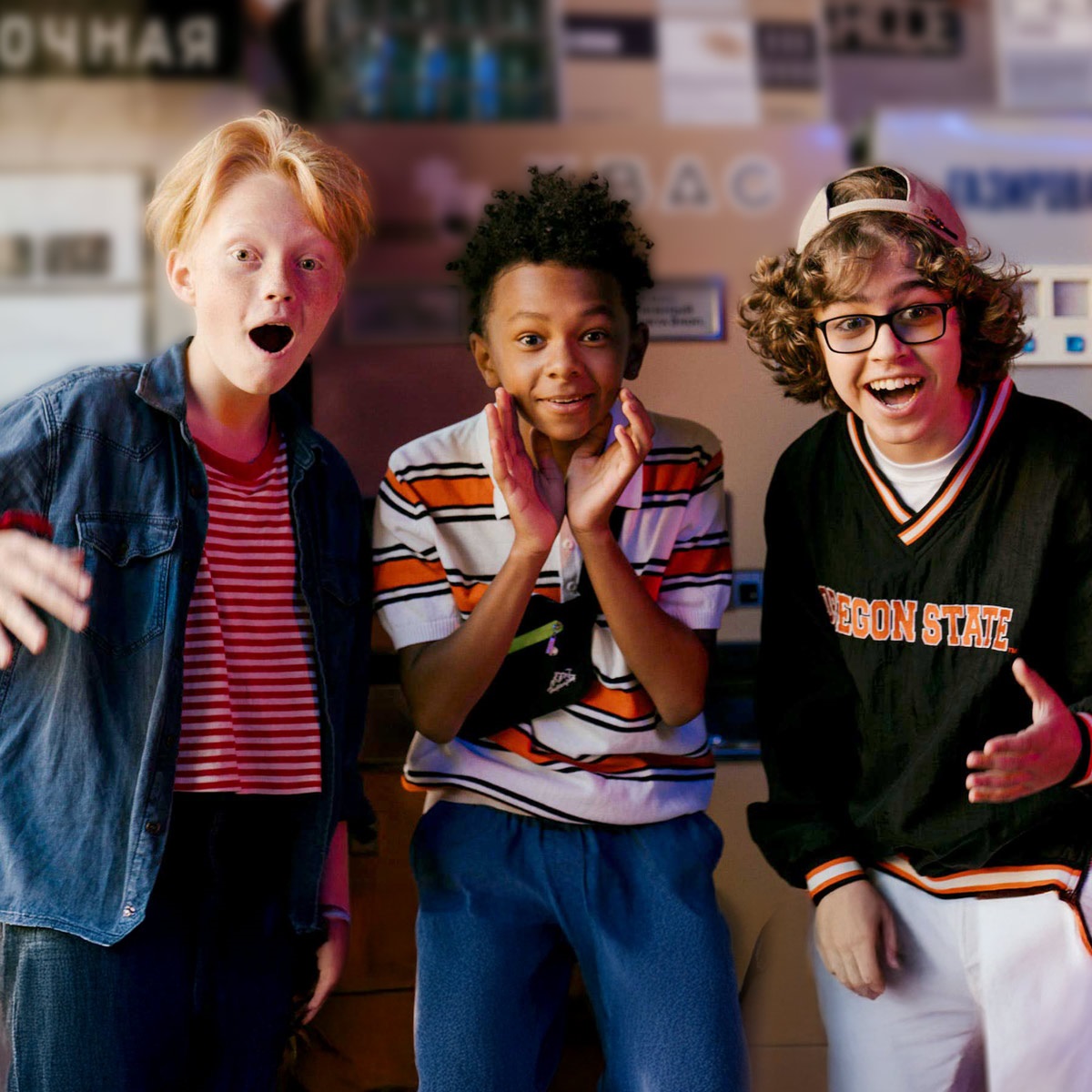 three tween boys looking excited