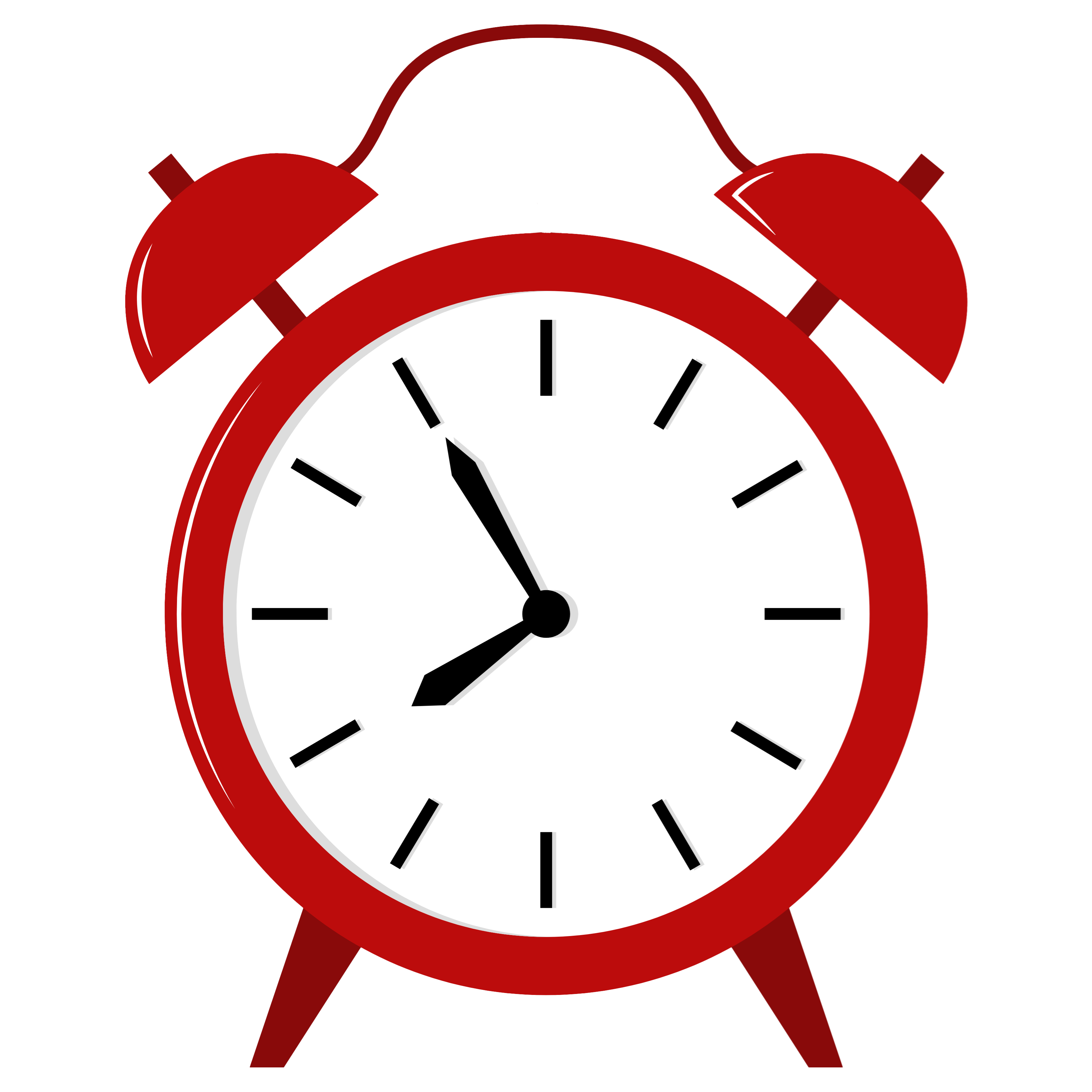 Red old fashioned alarm clock. Links to external site.