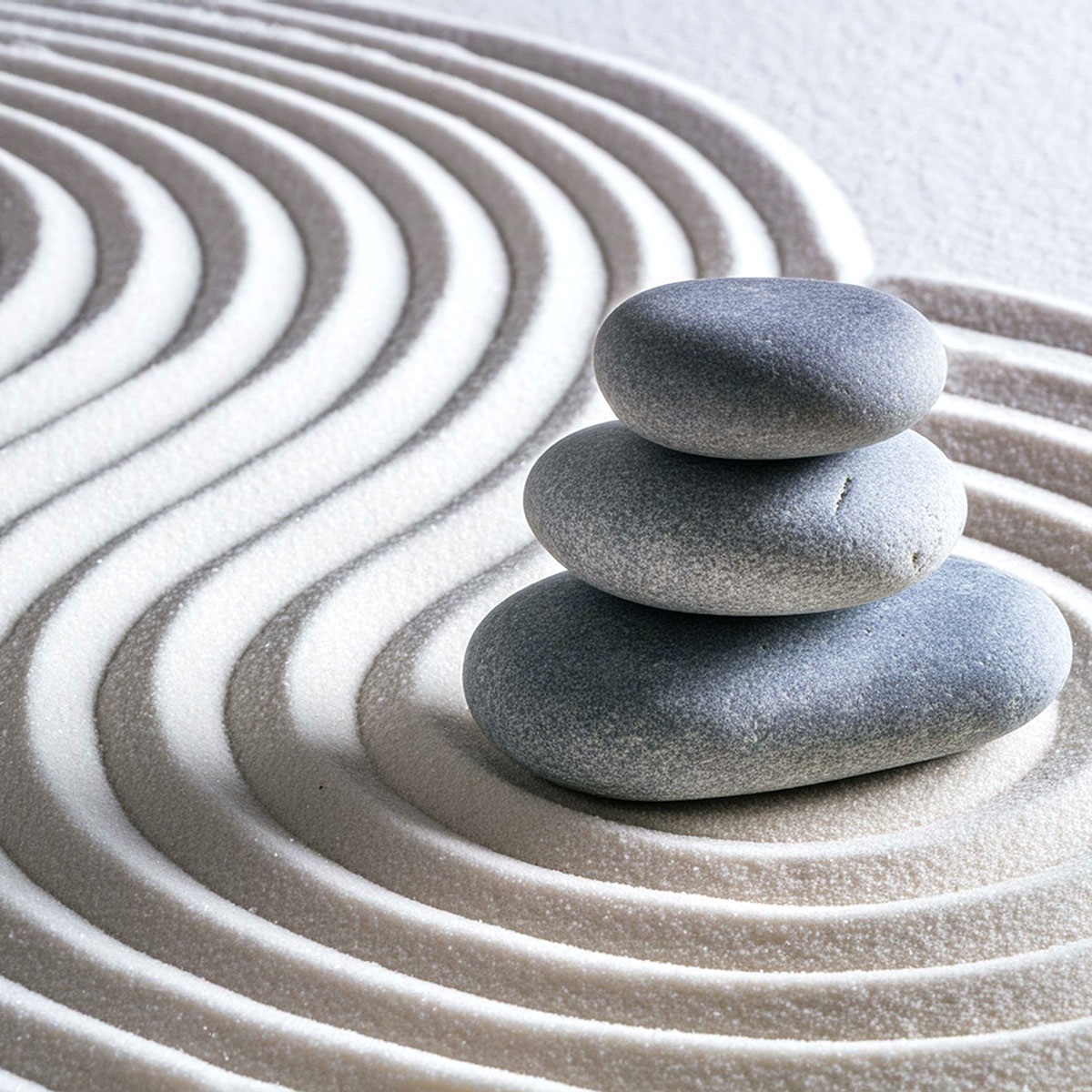 three rocks stacked and  placed in sand