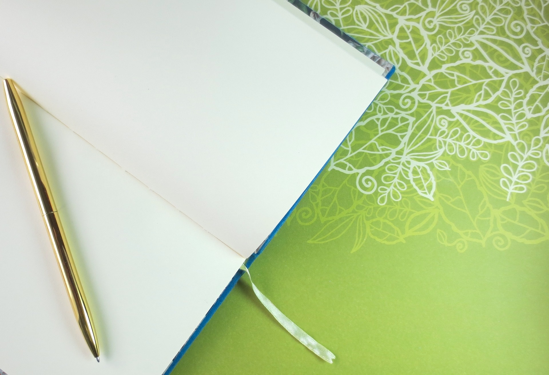 Blank Book on Green Background